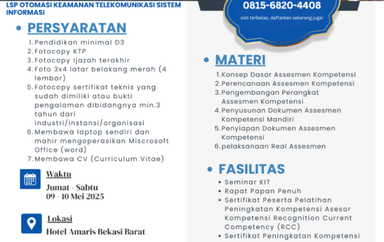 Pelatihan Peningkatan Kompetensi Asesor BNSP Kompetensi Recognition Current Competency (RRC) terdekat di Bekasi Barat 9-10 Mei 2025